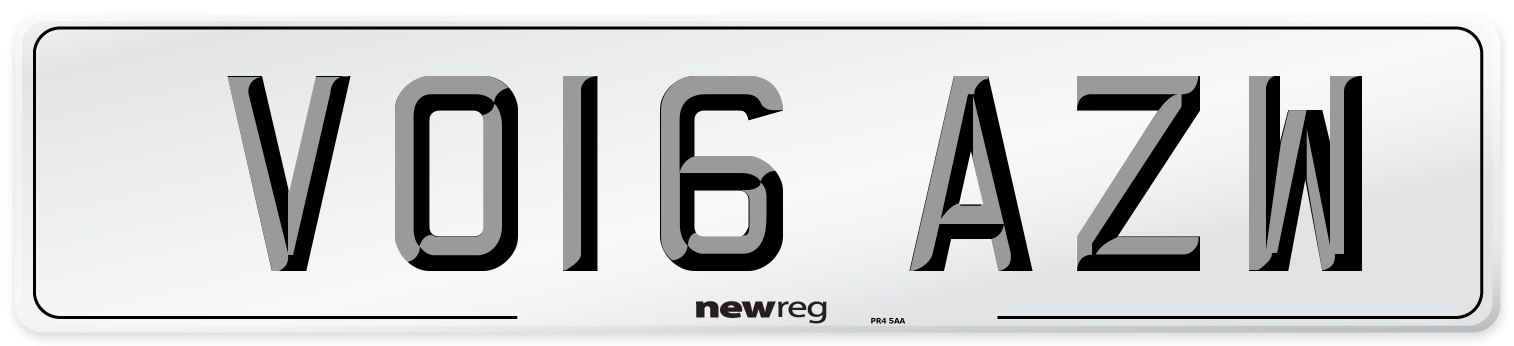 VO16 AZW Number Plate from New Reg